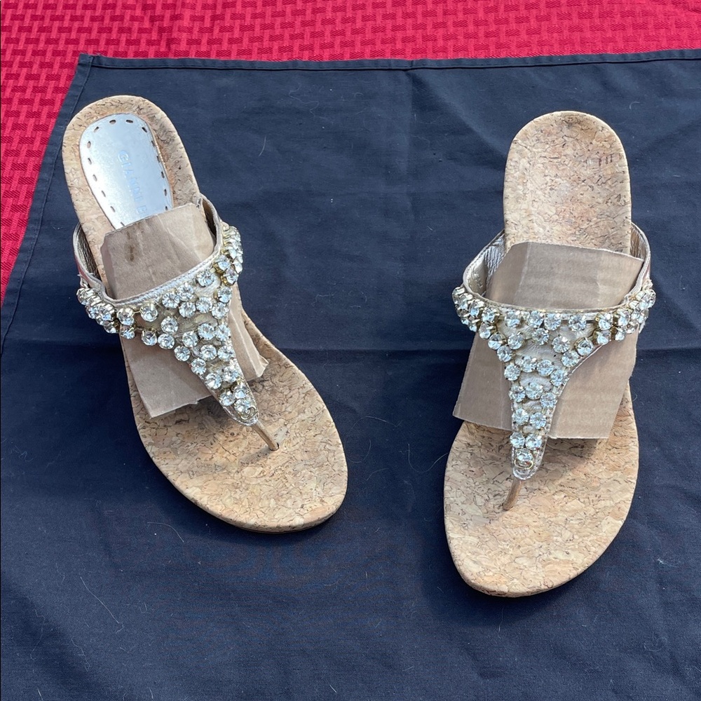 Gianni Bini Tan Sandals with Rhinestone Embellishments
